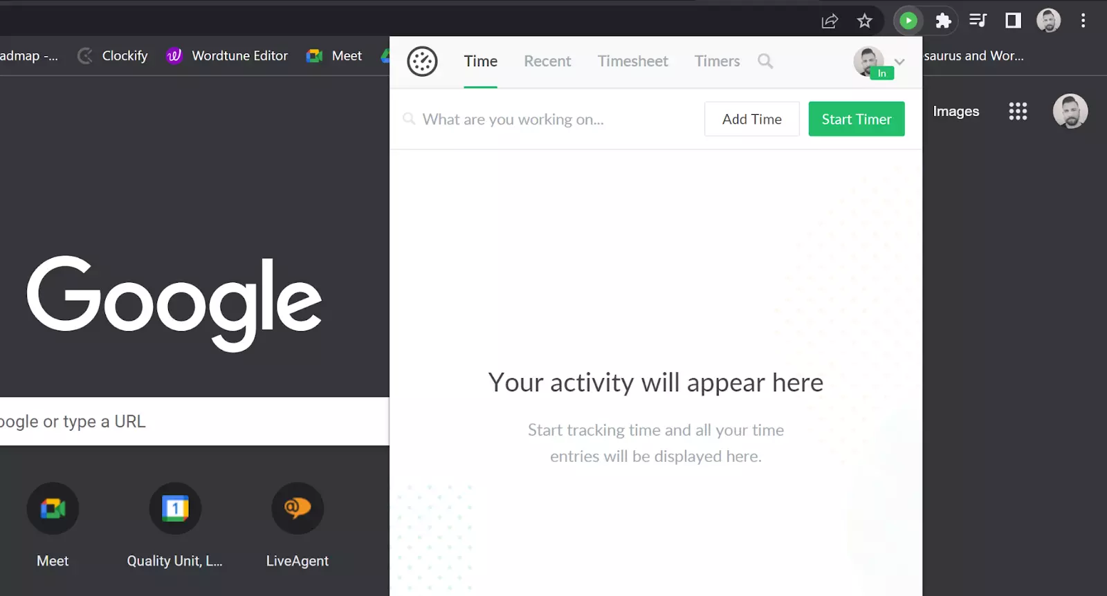 Everhour разширение за следене на време