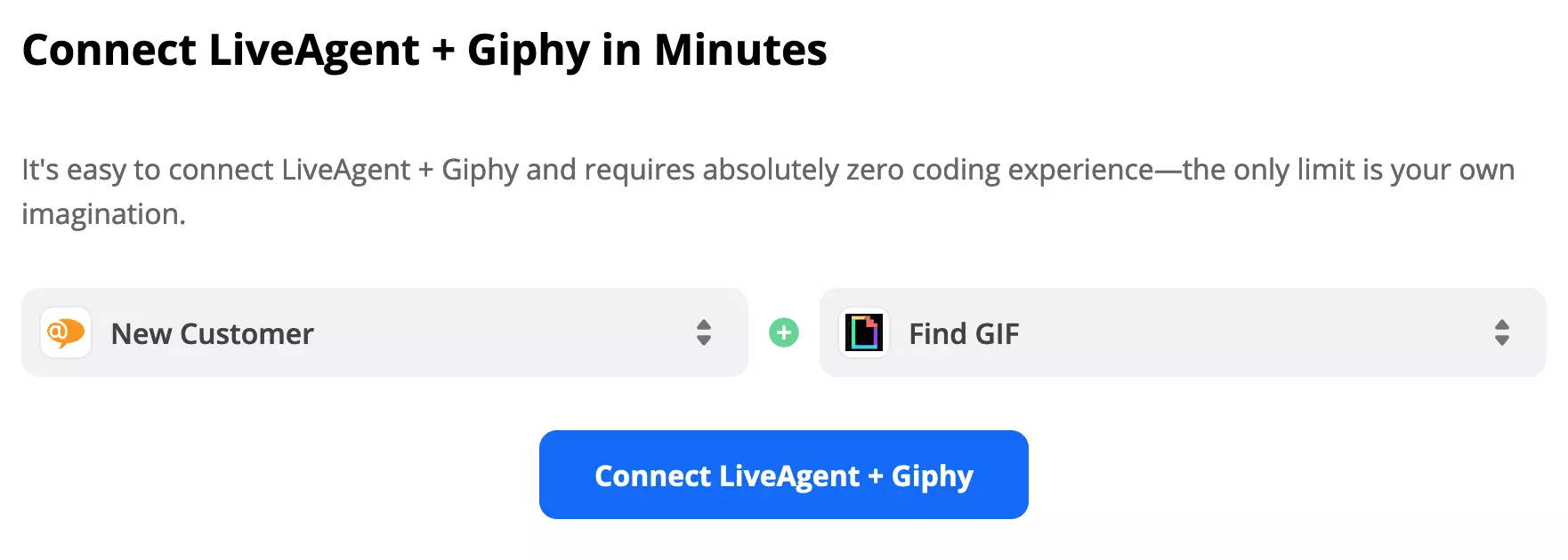 LiveAgent тригер и Giphy действие избрани на Zapier