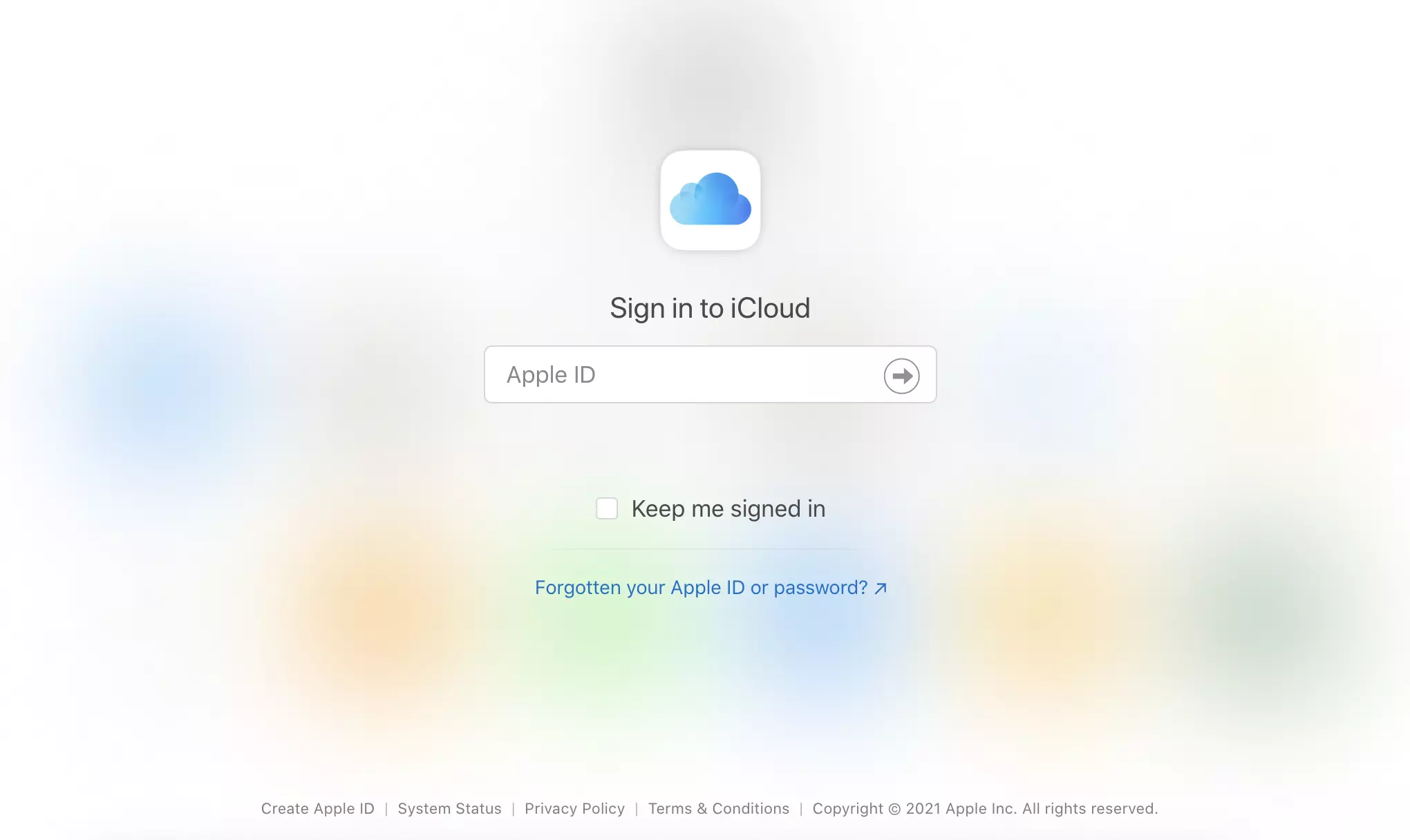 iCloud уебсайт с опции за вход