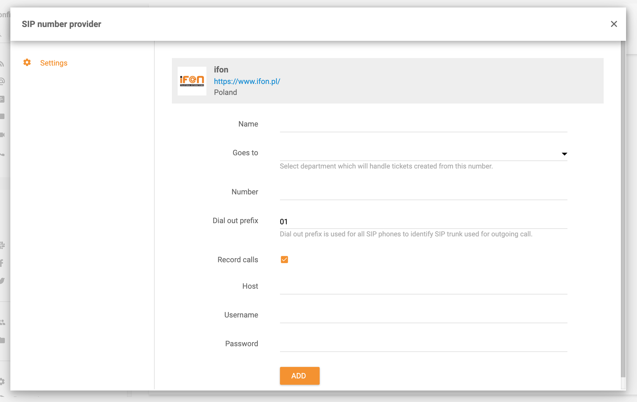 iFON интеграция в LiveAgent