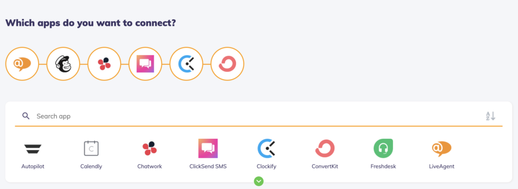 Снимка, показваща възможностите за свързване на приложения с Integrately