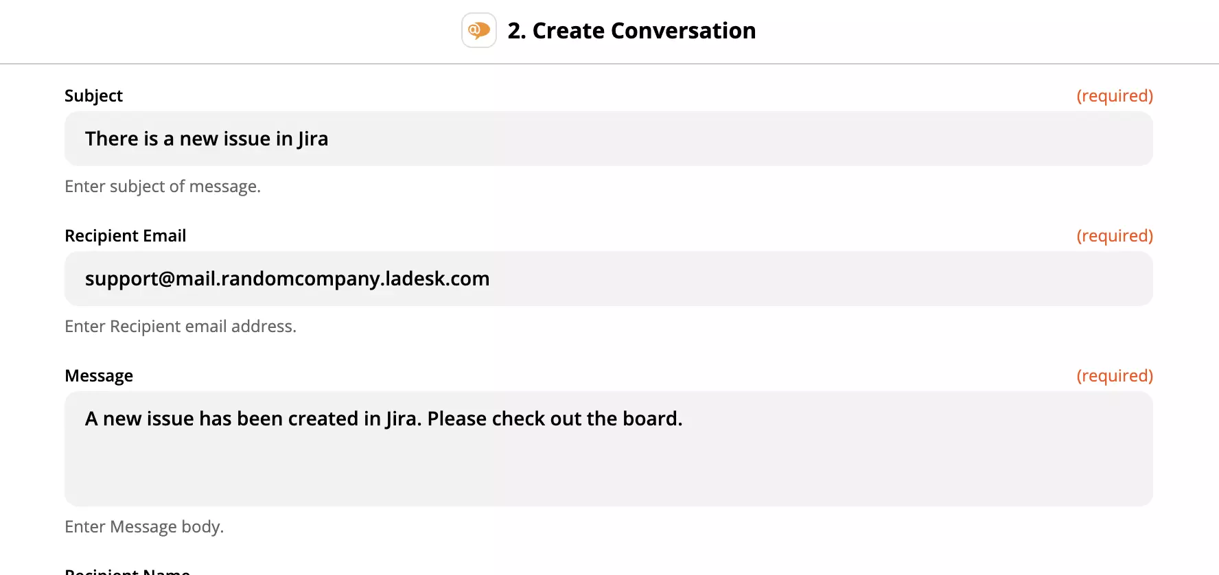 Настройка на действието на LiveAgent в Zapier