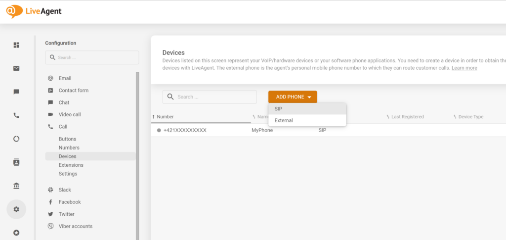 Как да добавите нов SIP телефон в конфигурацията на LiveAgent
