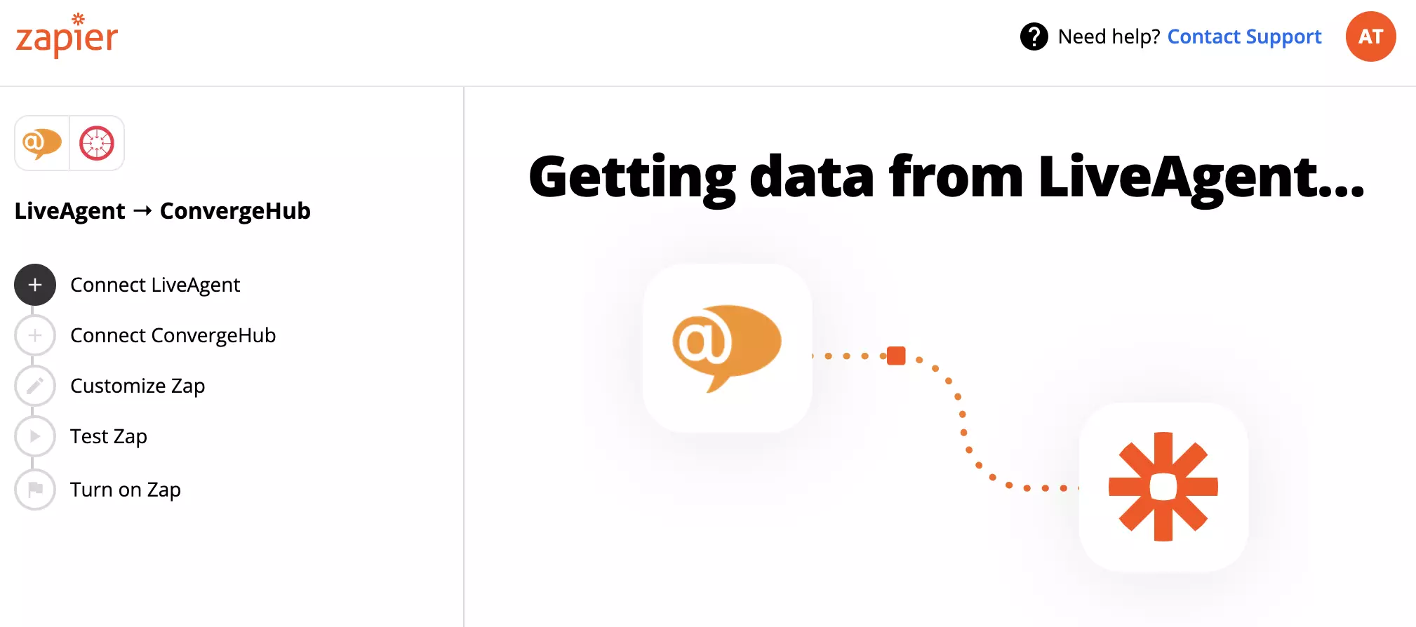 Свързване на акаунти на LiveAgent и ConvergeHub с Zapier