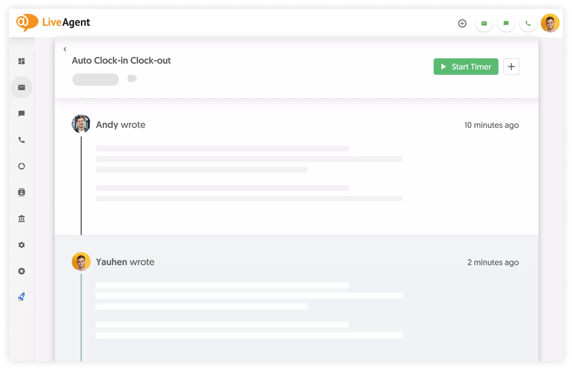 LiveAgent следене на време с Everhour