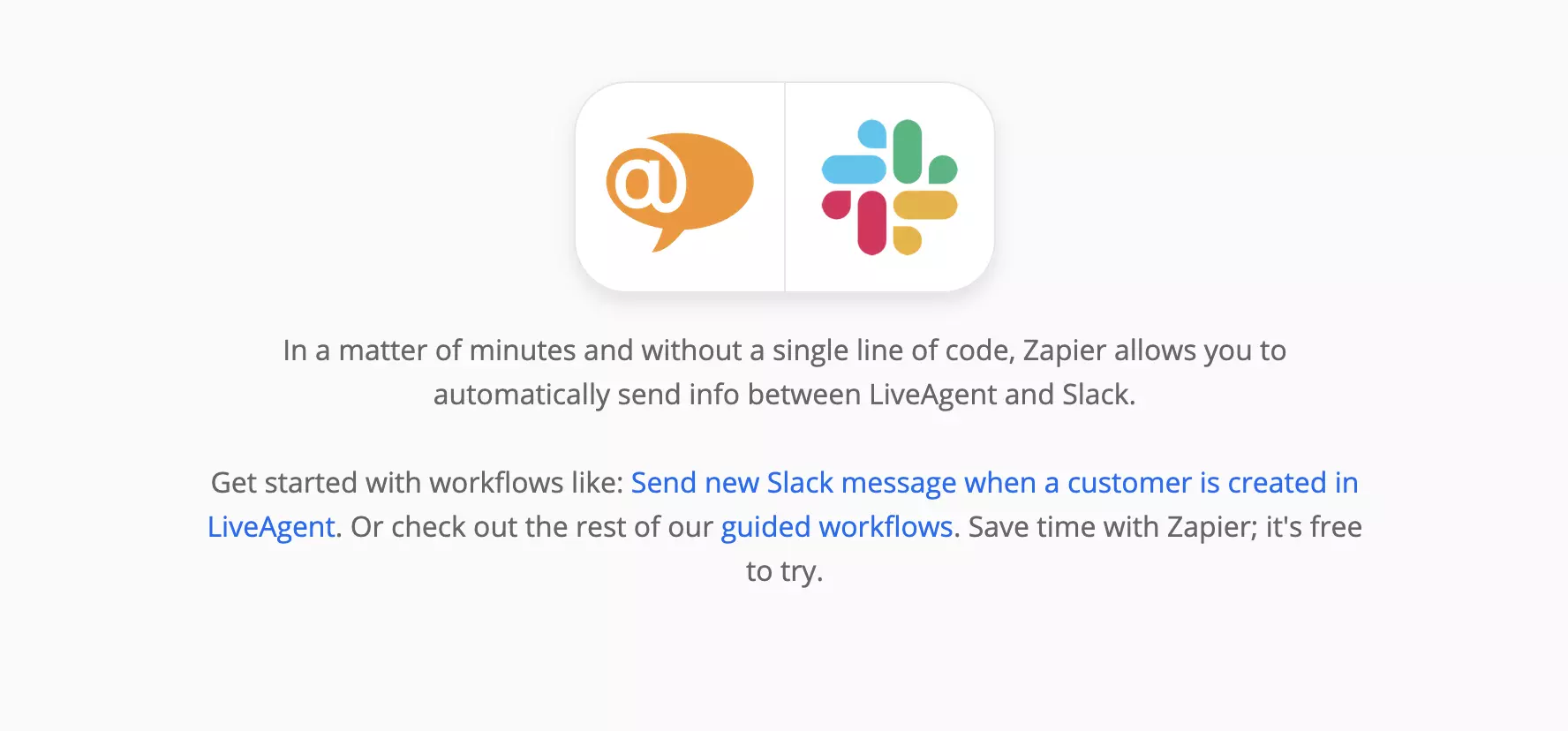 Страница на LiveAgent и Slack на Zapier
