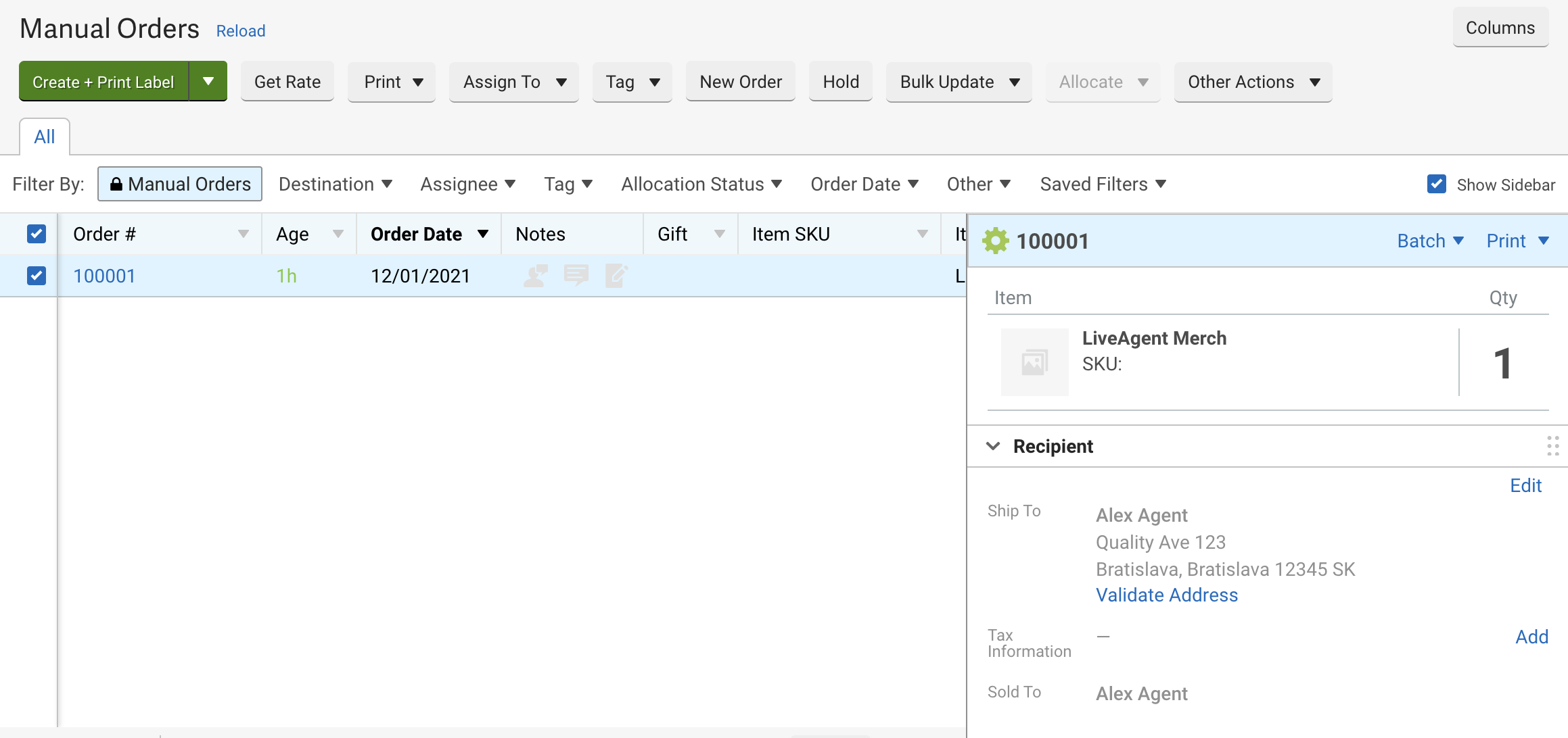 Нова поръчка, създадена в ShipStation