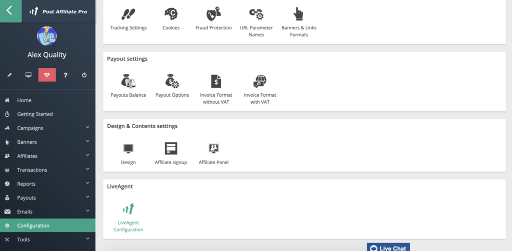 Конфигурация на LiveAgent в Post Affiliate Pro