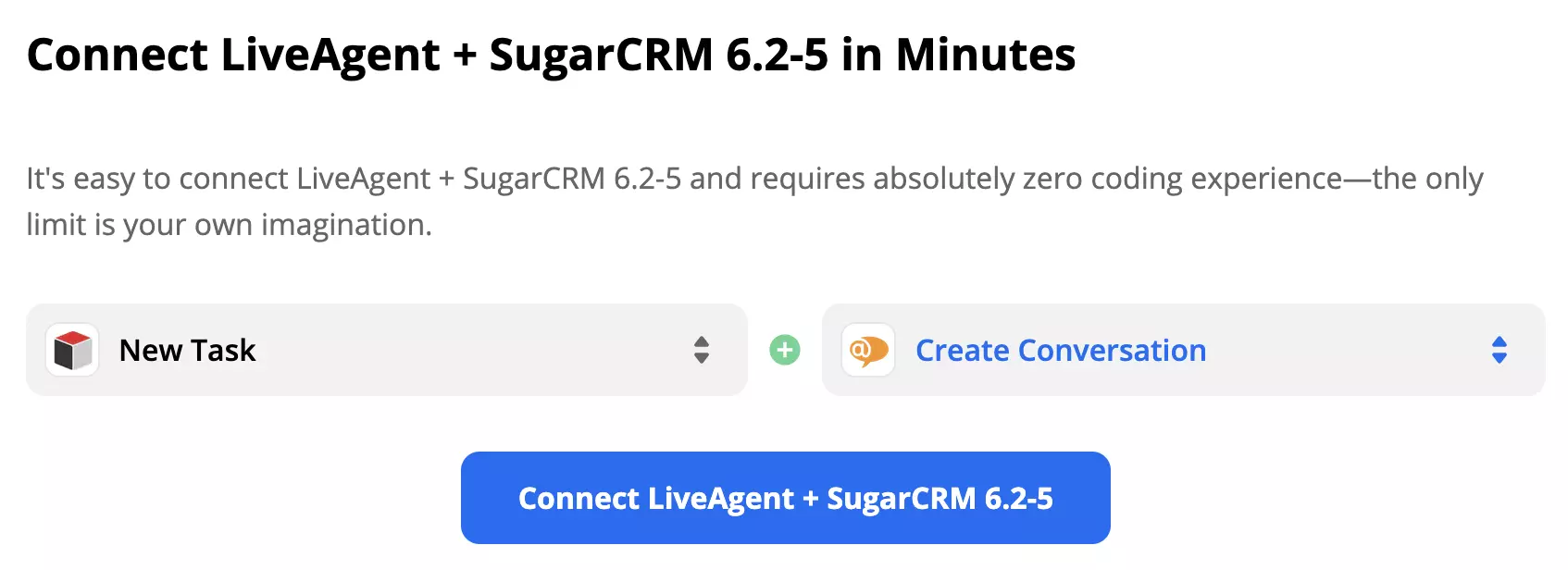 SugarCRM тригер New Task и LiveAgent действие New Conversation