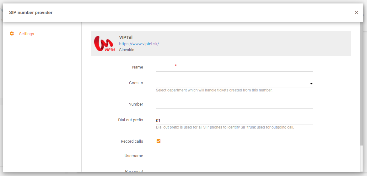 VIPTel integration in LiveAgent