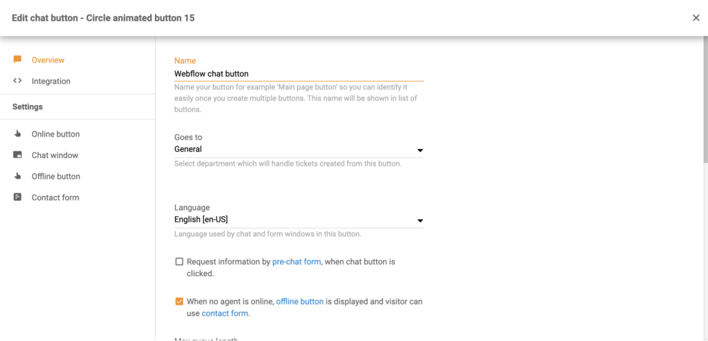 Конфигурация на чат бутон в LiveAgent