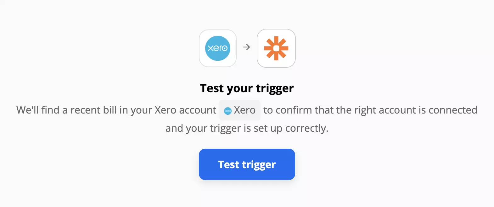 Тест на тригер на Xero при интеграции на Zapier