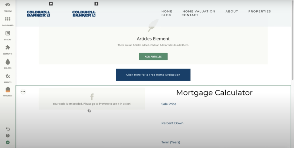Конструктор на уебсайтове на Zentap с множество опции в левия панел