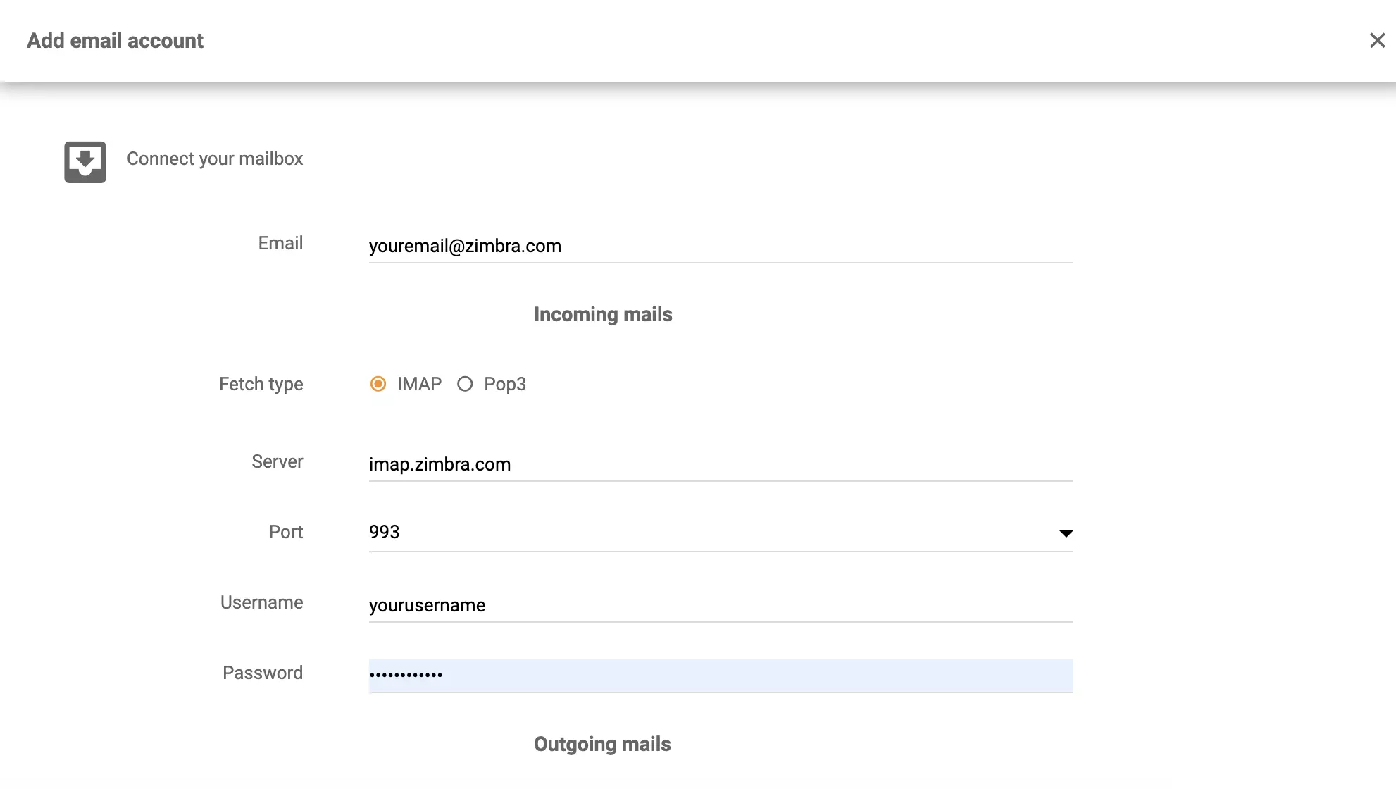 Настройка на Zimbra IMAP/POP3