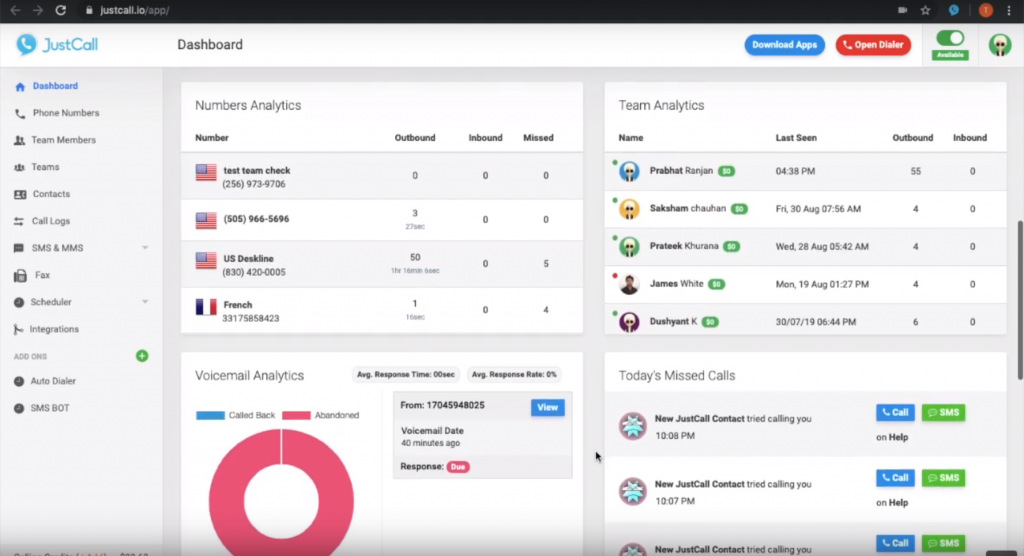 Табла на JustCall