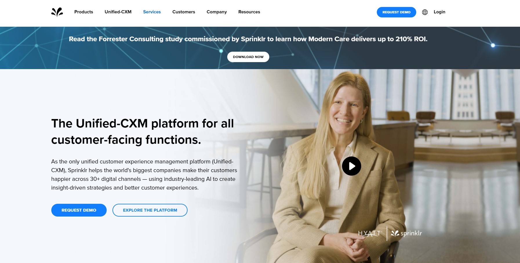 Начална страница на Sprinklr