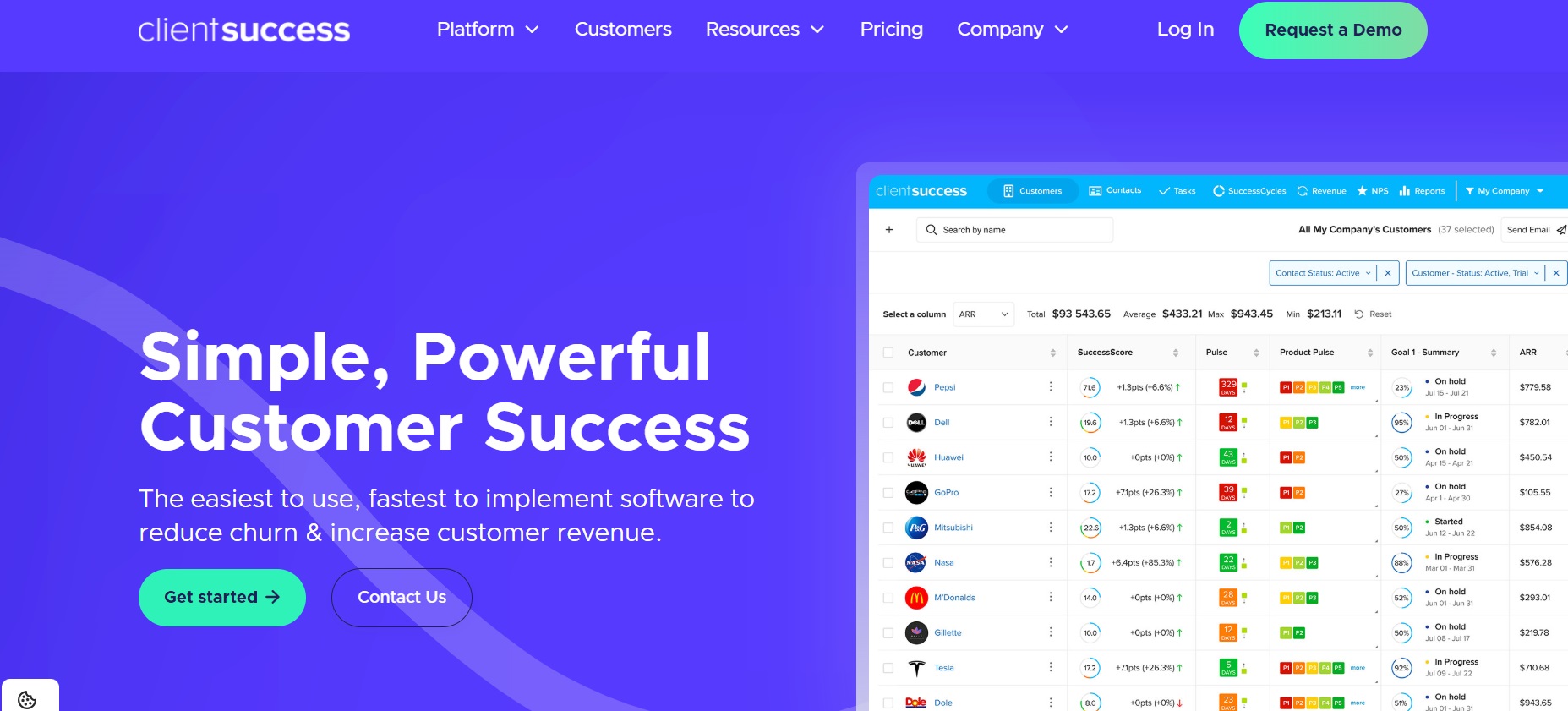 Начална страница на Clientsuccess