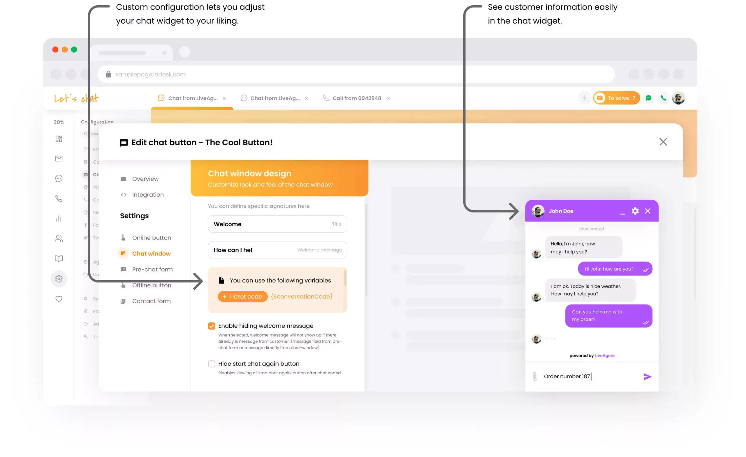 Персонализирайте прозореца на чата