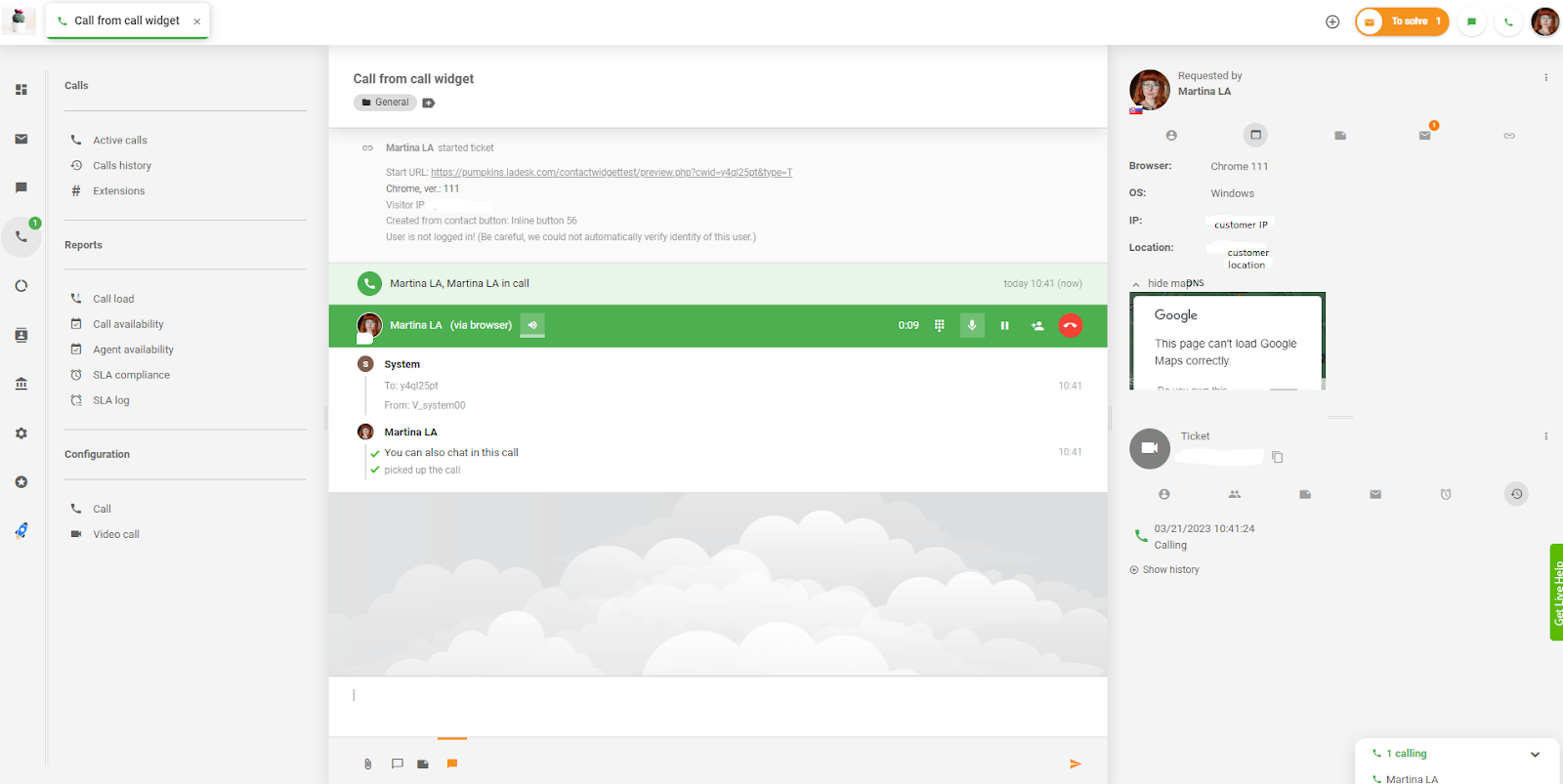 LiveAgent - повикване от виджет за повикване