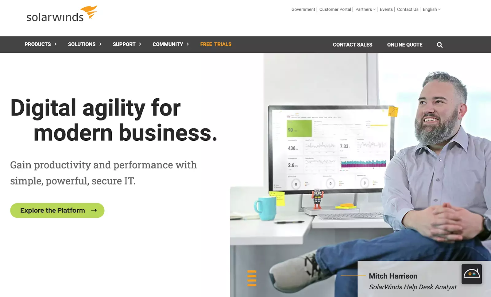 Начална страница на система за поддръжка на билети SolarWinds