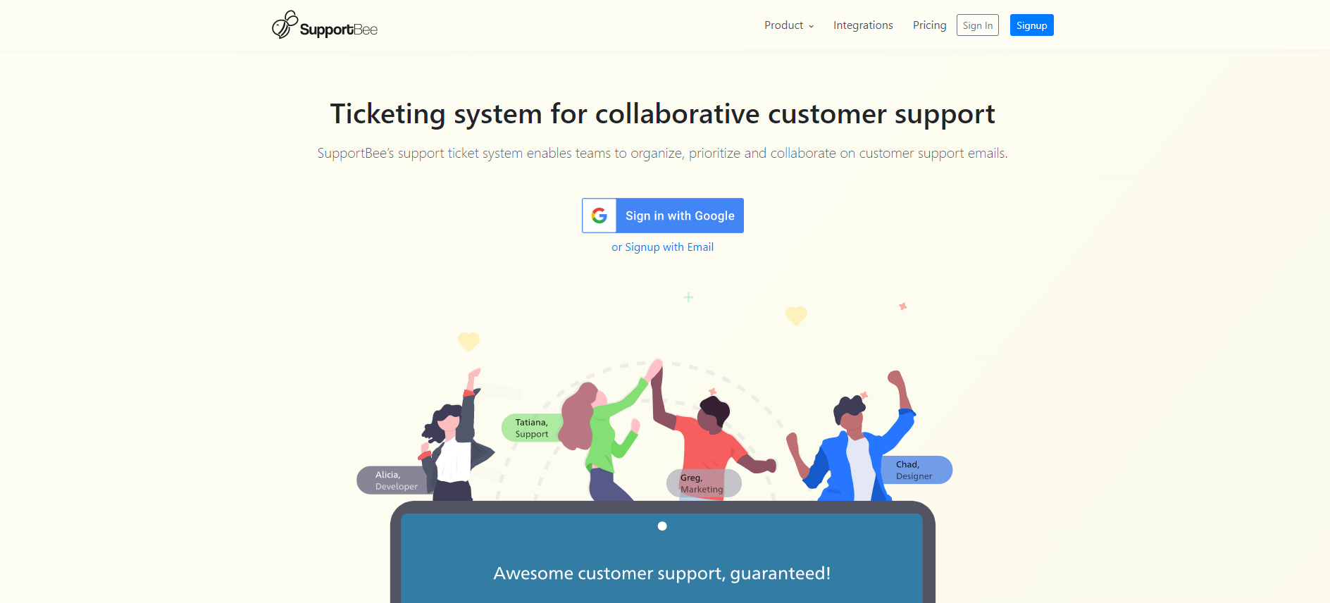 Начална страница на IT система за управление на билети SupportBee