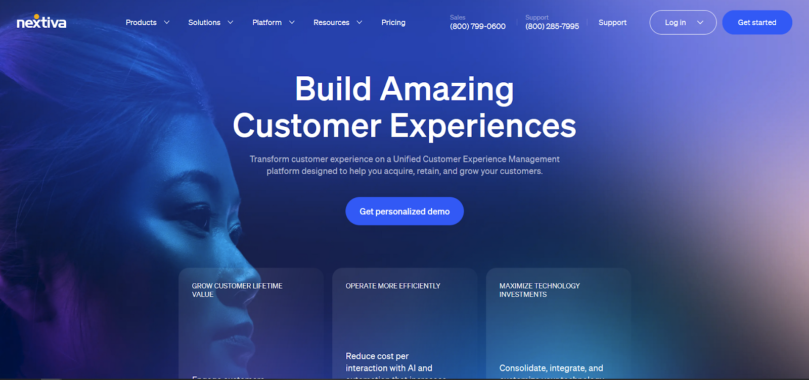 Начална страница на софтуер за кол център Nextiva