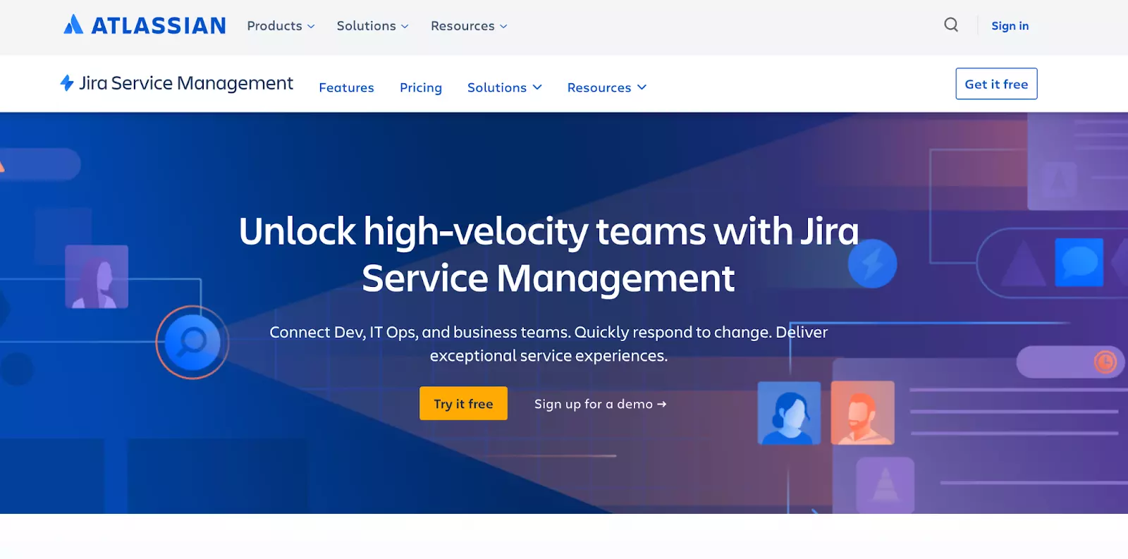 Начална страница на Jira Service Management