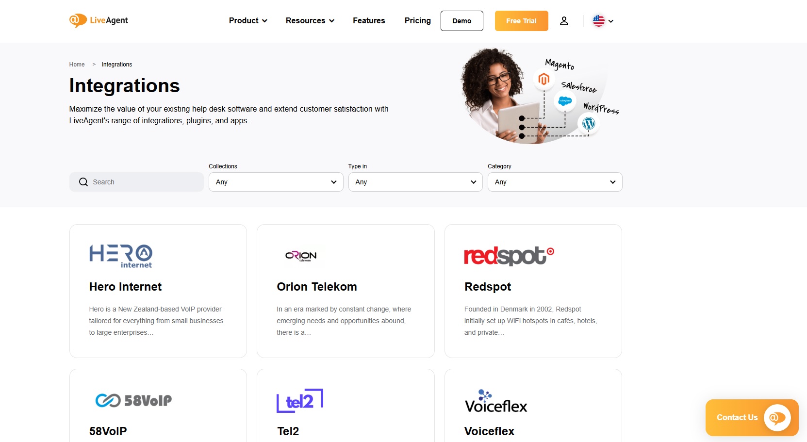 Екранна снимка на интеграциите на LiveAgent