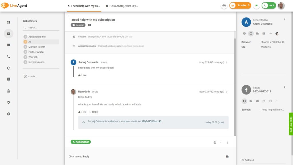 Отговаряйте на коментари във Facebook директно от LiveAgent