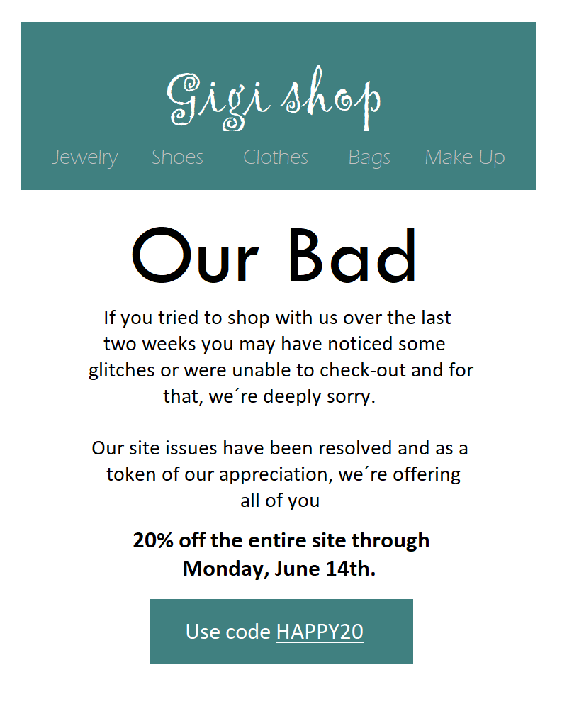 Пример за имейл с извинение