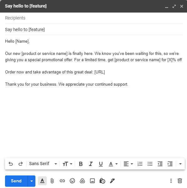Feature promotion email template