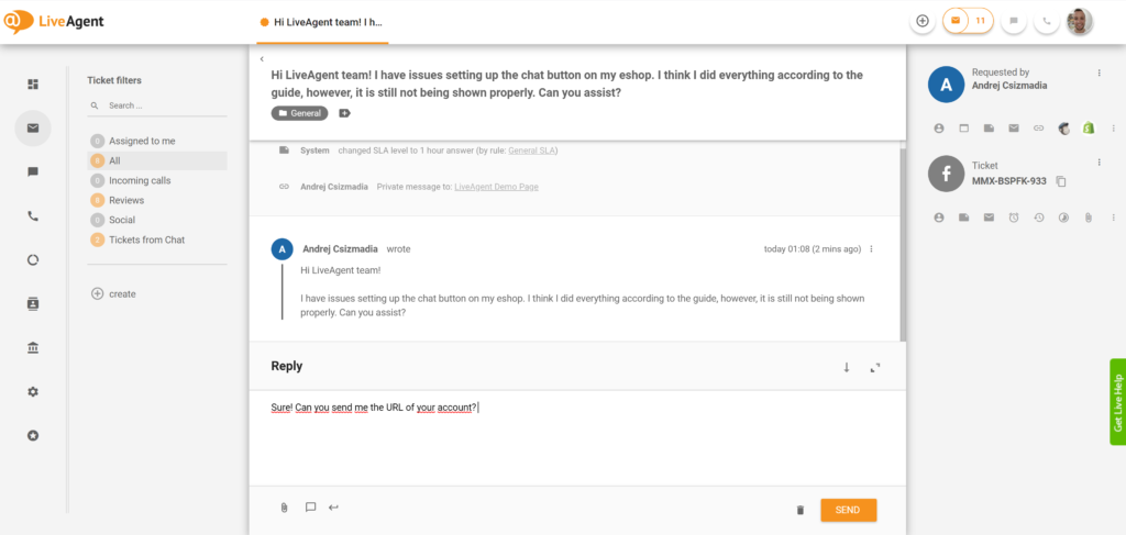 Отговаряне на съобщения от Facebook Messenger от LiveAgent