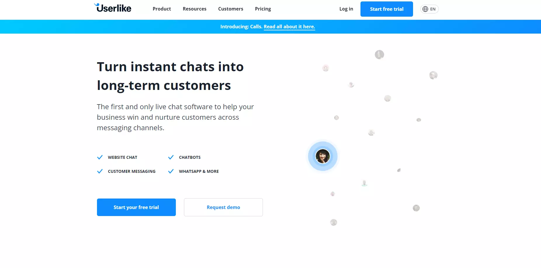 Начална страница на Userlike