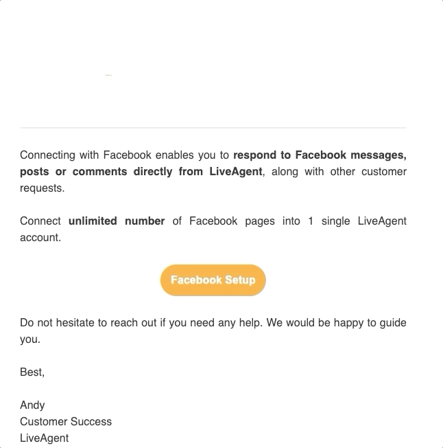 пример за форматиране на имейл на LiveAgent